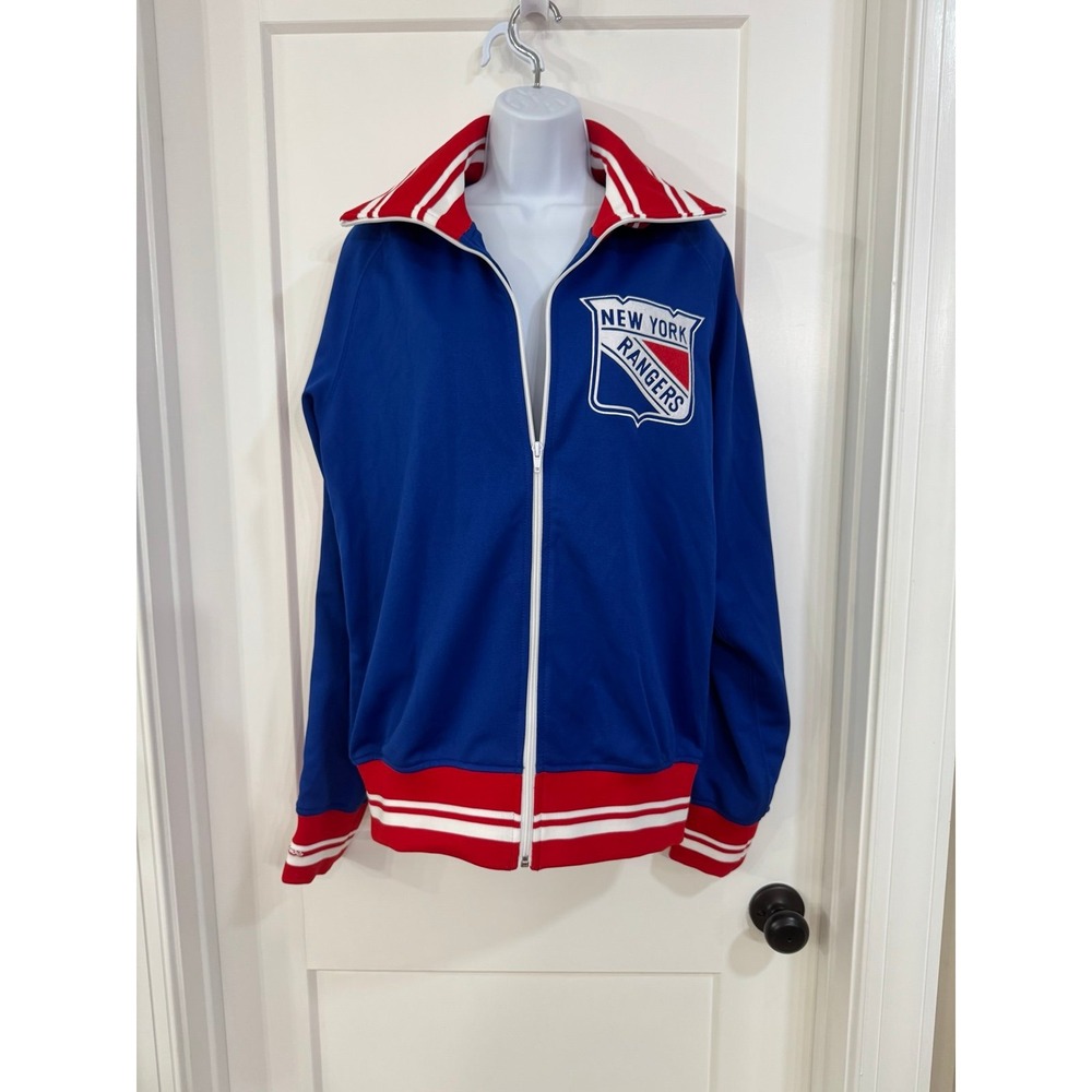 Men's Blue New York Rangers 1977 Warm Up Full-Zip Jacket large